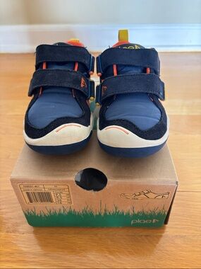Plae Ty Kids Sneakers - Navy / Denim & Orange - Size 9.5 Toddler